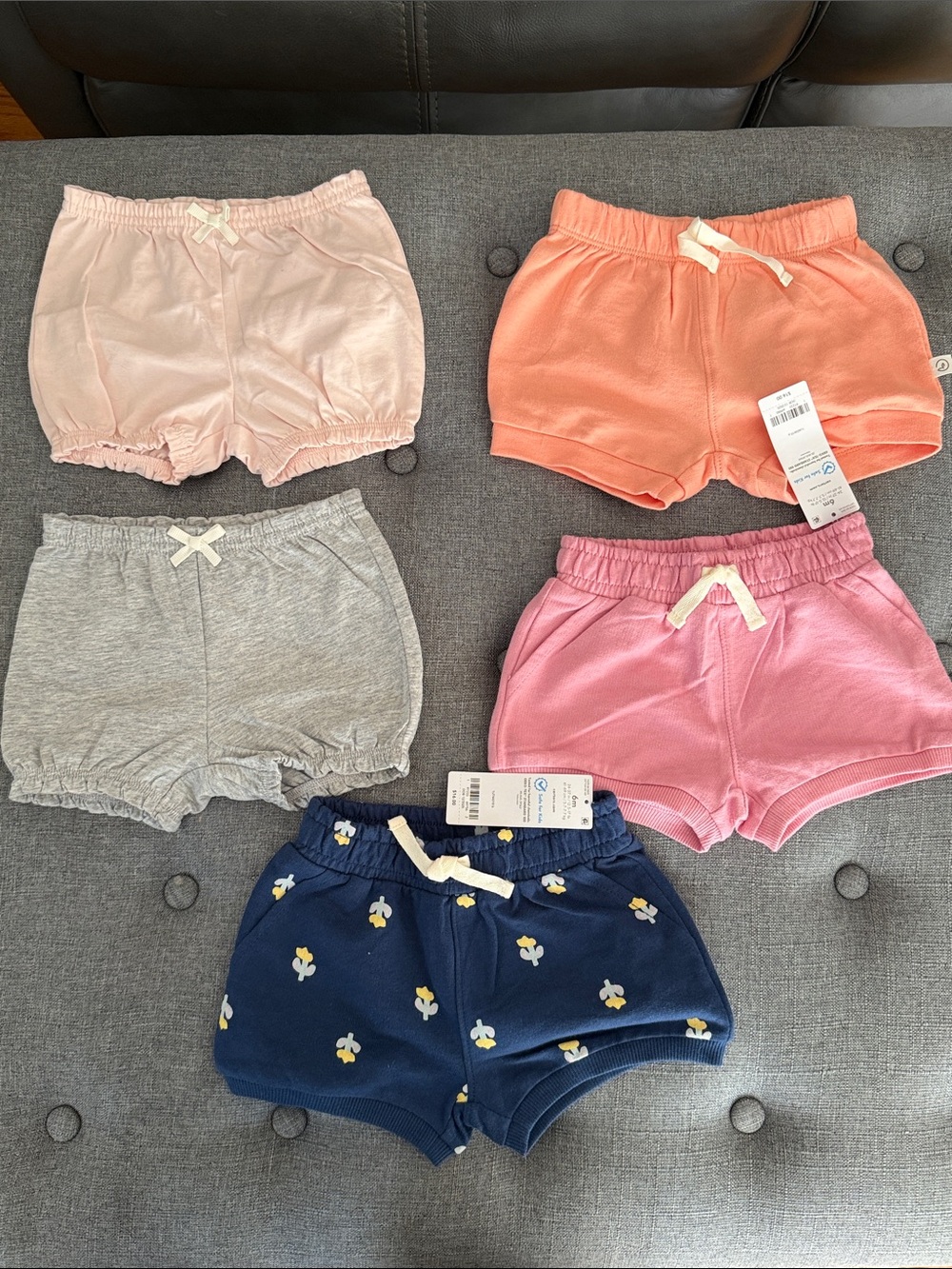 Carter's 5-Pack Girls' Knit Shorts - Pink, Coral, Gray, Lavender, Navy Floral